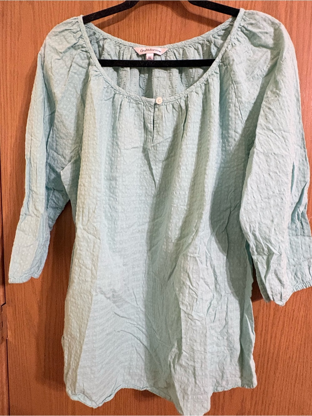 croft & barrow Mint Green Crinkle Scoop-Neck Tunic